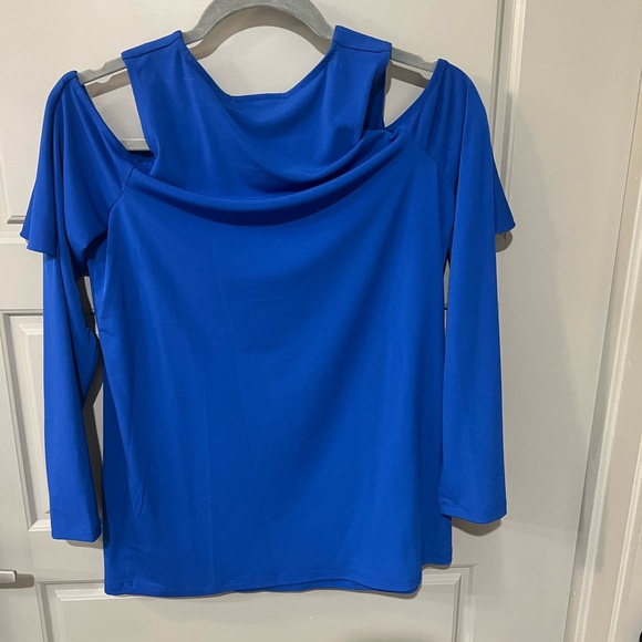 Michael Kors - Women's Blue Open Shoulder Top - Picture 7 of 7